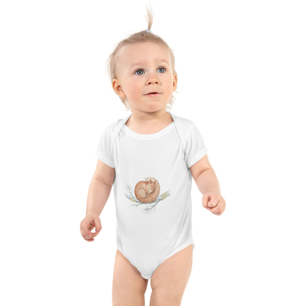Body bébé illustration scandinave – Écureuil cosy