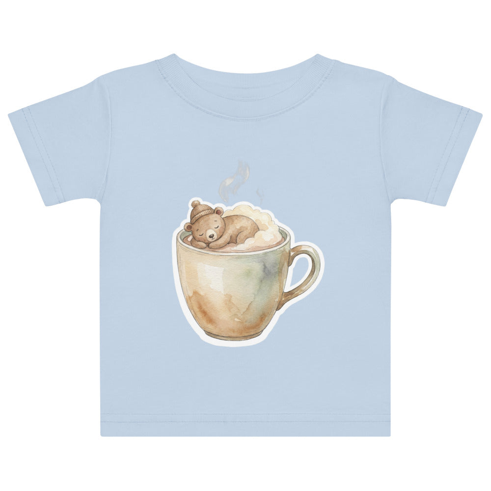 T-shirt bébé ours endormi – Aquarelle cosy 6M-24M