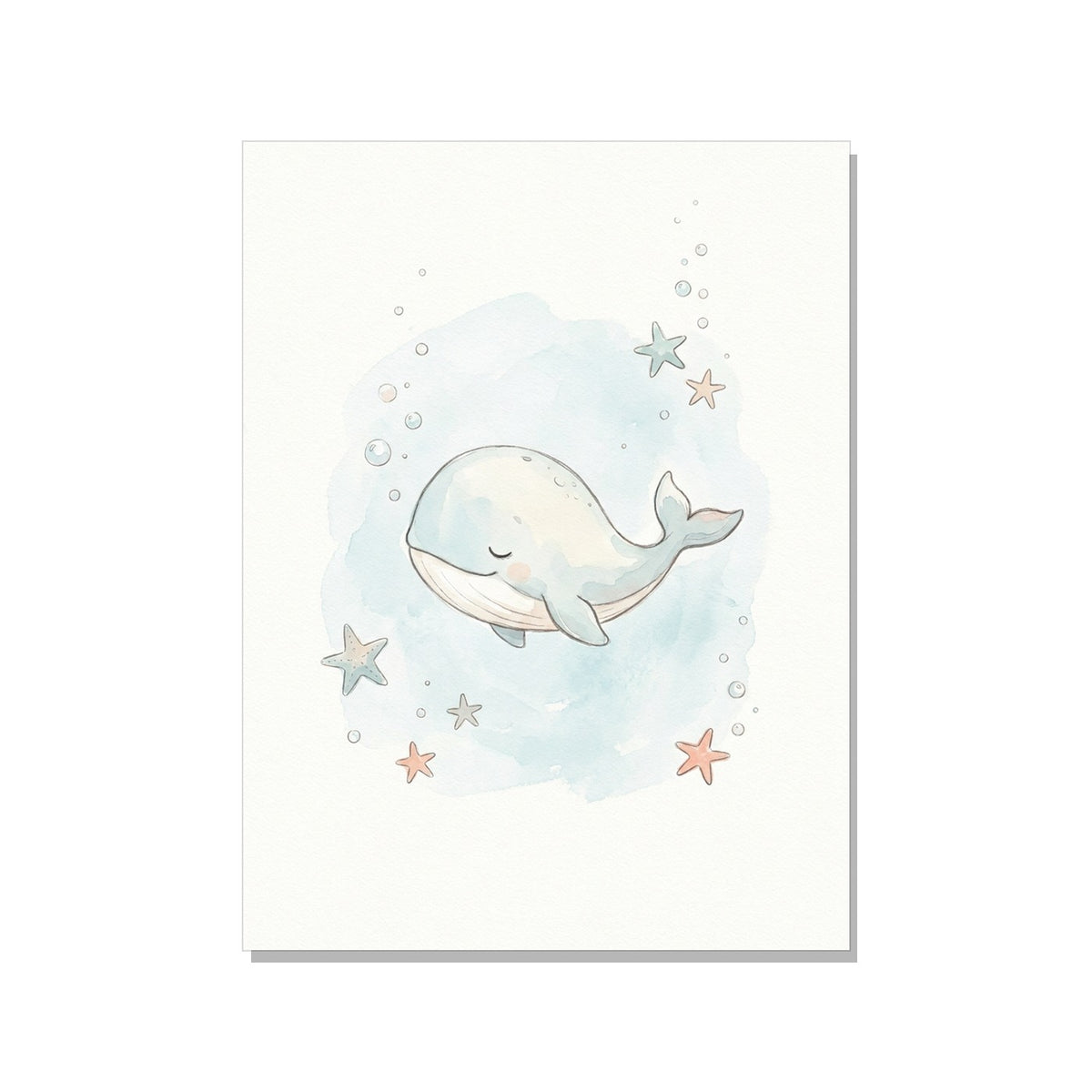 Affiche Chambre Bébé Baleine – Aquarelle Scandinave
