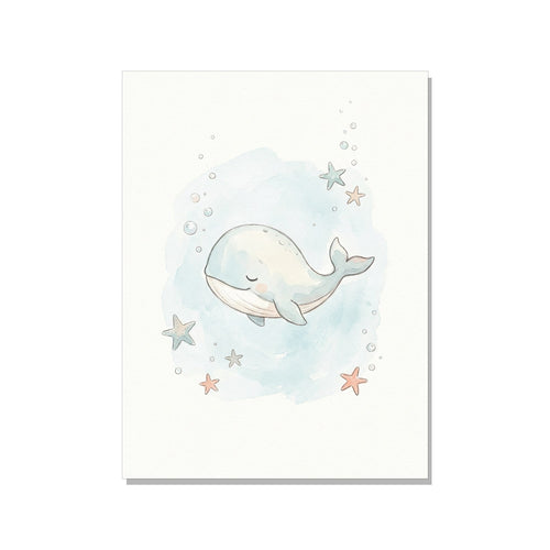 Affiche Chambre Bébé Baleine – Aquarelle Scandinave