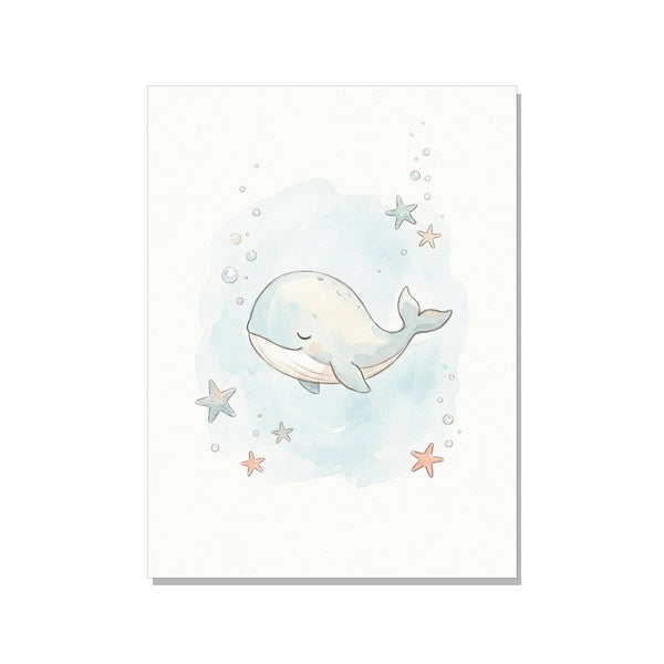 Affiche Chambre Bébé Baleine – Aquarelle Scandinave