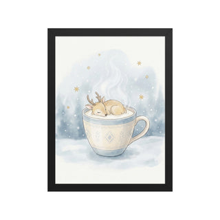 Poster encadré bébé naissance – Renne aquarelle nordique