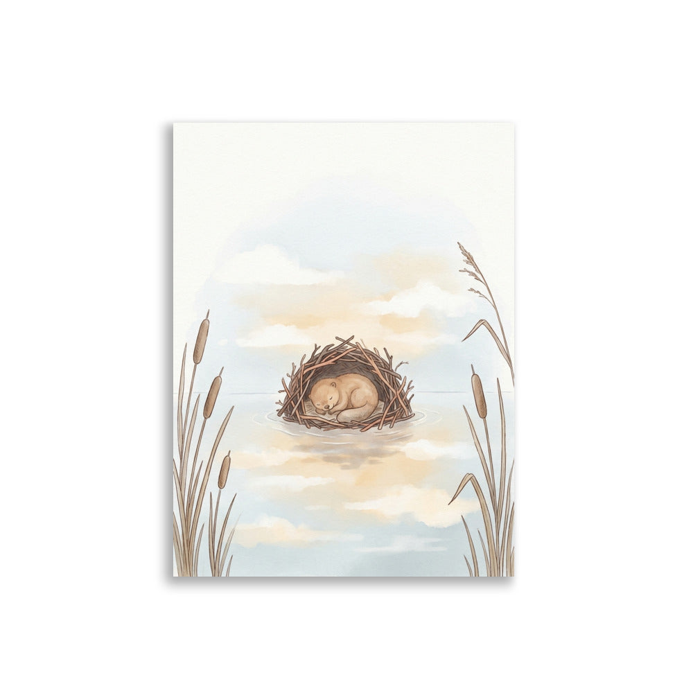 Affiche chambre bébé style scandinave – Castor endormi - vue 1
