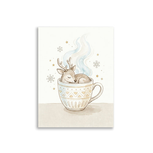 Poster bébé renne aquarelle – Hygge chambre bébé