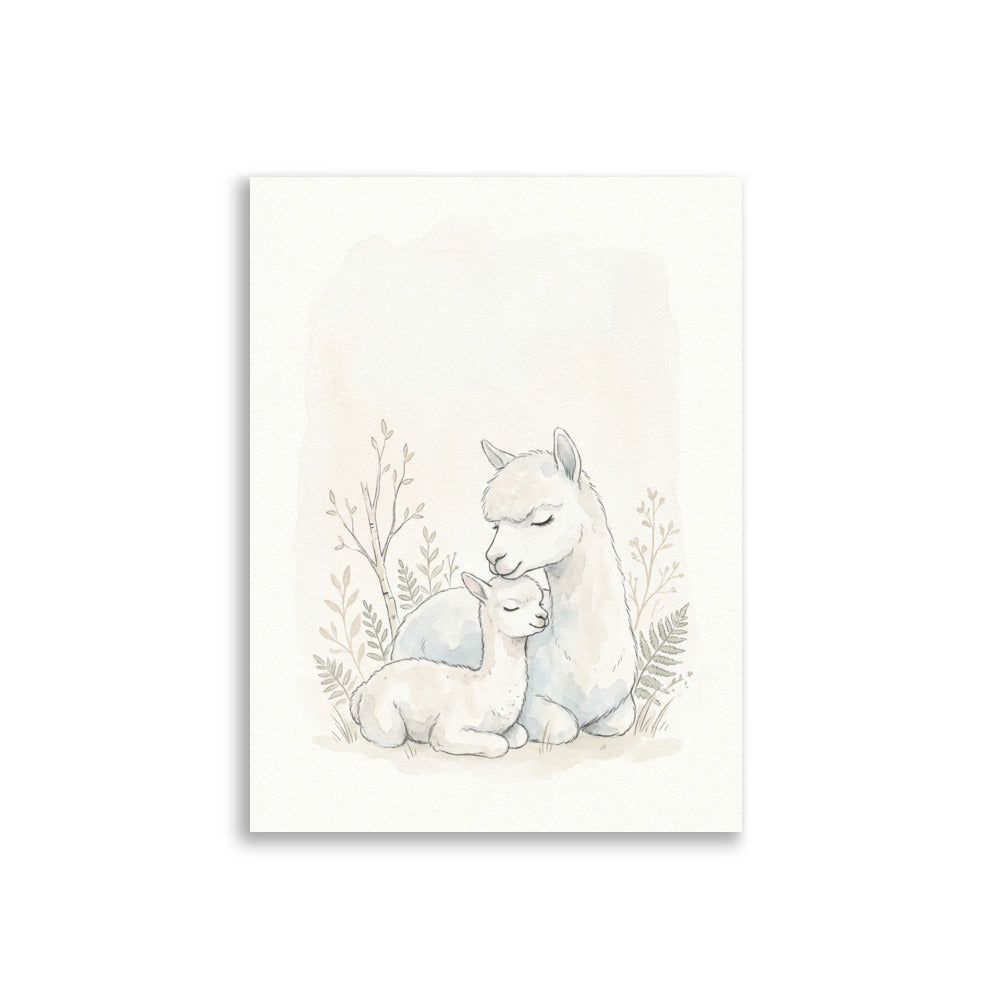 Cadeau naissance fille illustration douce – Affiche Alpaga - vue 1