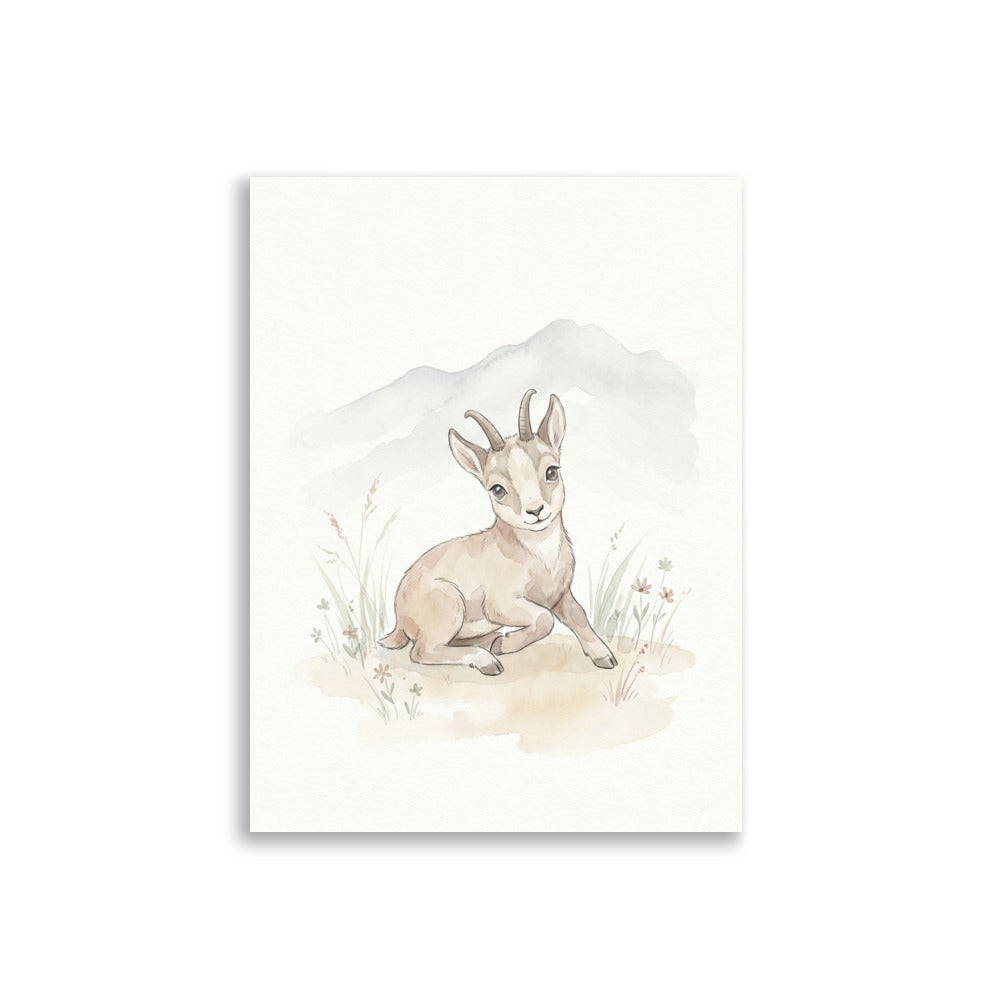Affiche bébé chamois scandinave – Chambre enfant douce - vue 1