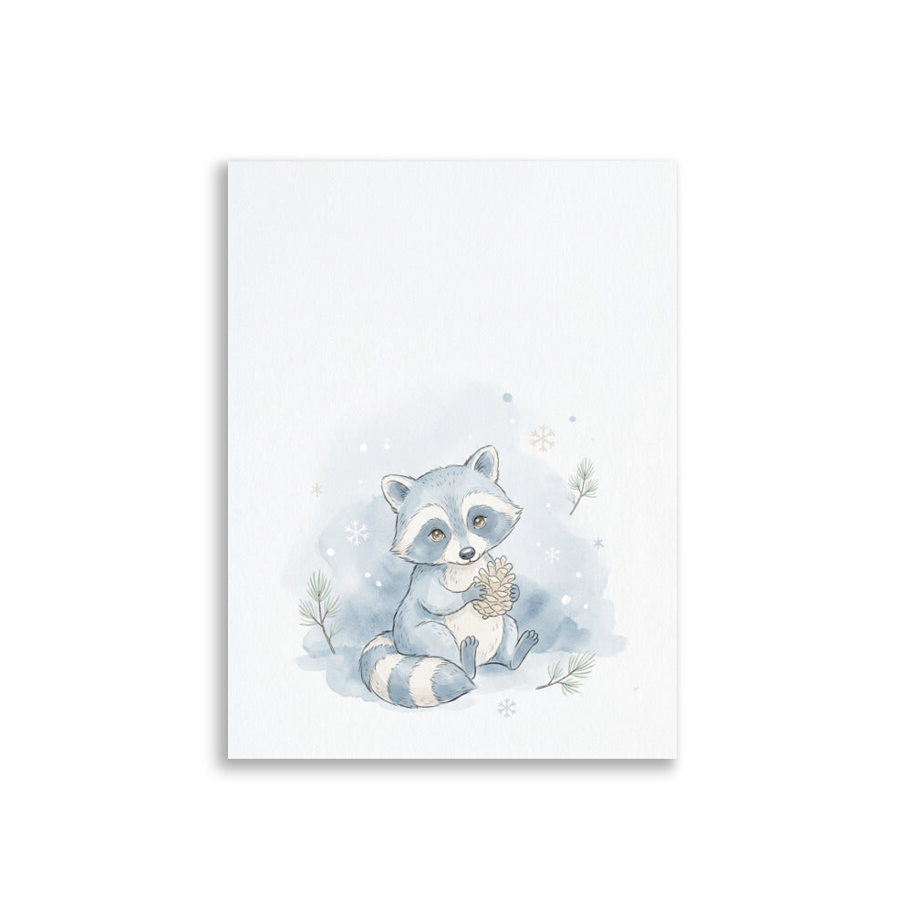 Affiche raton laveur scandinave bébé – Aquarelle douce - vue 1