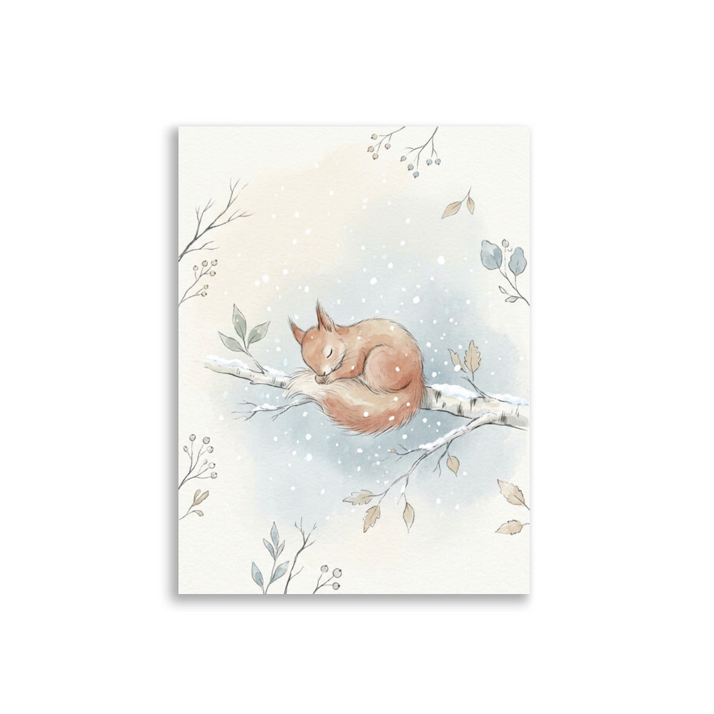 Affiche chambre bébé écureuil – Aquarelle nordique - vue 1