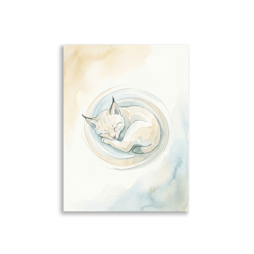 Affiche chambre bébé animal forêt – Lynx aquarelle - vue 1