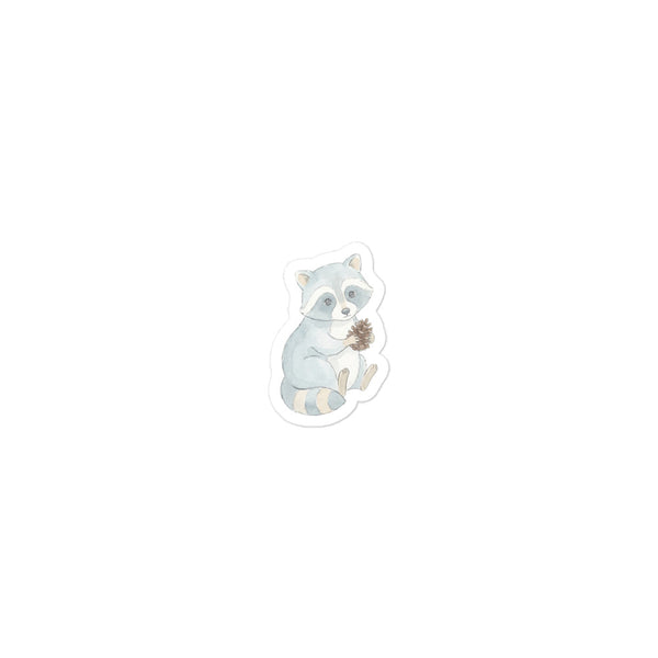 Sticker raton laveur bébé scandinave – Aquarelle douce