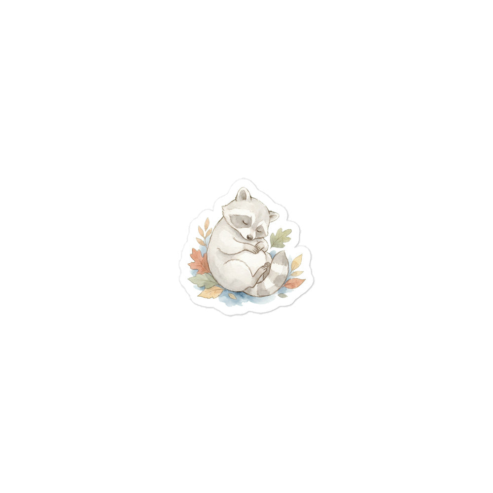 Sticker bébé raton laveur chambre enfant aquarelle